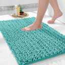 Yimobra Bathroom Rugs Non Slip Washable 32x20 Inch - Ultra Soft Absorbent Chenille Bath Mat, Quick Dry Shaggy Floor Carpet for Tub Shower, Lake Blue Home Decor Accessories