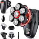 Head Shavers for Bald Men, Magnetic 7D Electric Razor IPX8 Waterproof for Bald Men, Wet/Dry LED Display Rechargeable Rotary Shaver 5 in 1 Grooming Kit with USB-C Charge