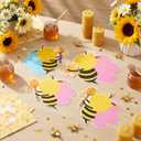 Fuutreo 48 Pcs Honey Bee Cutout for Bulletin Board Decoration with Photo Yellow Cute Bee Paper Cutouts Wall Decor with 100 Pcs Glue Points DIY Craft Photo Classroom Door Party Office