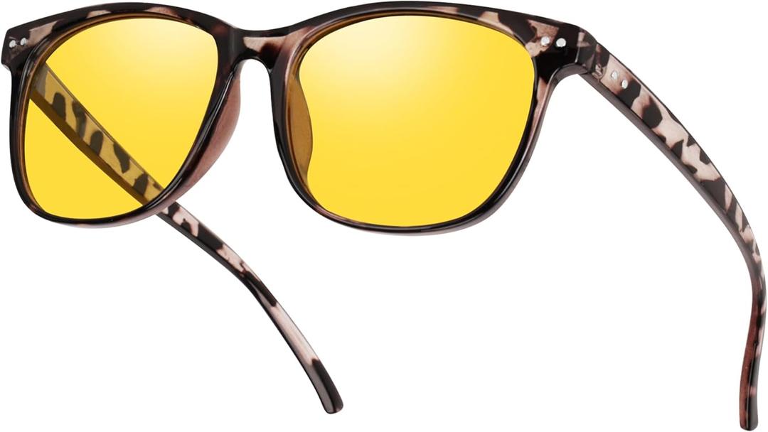 HAOLOTA Polarized Sunglasses Men Women Designer Driving glasses Lightweight UV400 Protection (S, White Tortoise, Night Vision Lens)