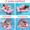 Mambobaby Float Add Tail No Flip Over Non-Inflatable Baby Swim Float Pearl Foam Solid Water Floats Smart Swim Trainer Infant Pool Float Swim Ring with Sun Canopy, Adjustable