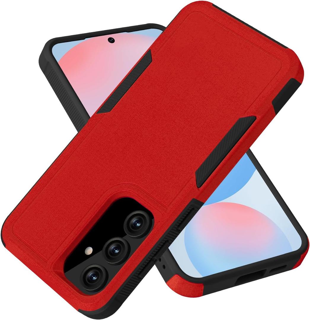 for Samsung Galaxy S24 FE Case Dual Layer Protective S24 FE Phone Case Heavy Duty Protection [Anti-Scratch] [Anti-Fingerprint] Non-Slip Shockproof Case for Samsung Galaxy S24 FE, Red