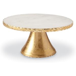Mud Pie Marble Pedestal Cake Serving Stand, Gold, 6" x 11" dia