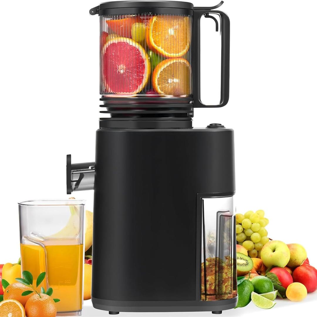Masticating Juicer with Powerful 350W AC Motor, 5.4" Wide Feed Chute, Cold Press Slow Juice Extractor for Whole Fruits & Vegetables, High Juice Yield, AC-Black Masticating Juicer with Powerful 350W AC Motor, 5.4" Wide Feed Chute, Cold Press Slow Juice Extractor for Whole Fruits & Vegetables, High Juice Yield, AC-Black