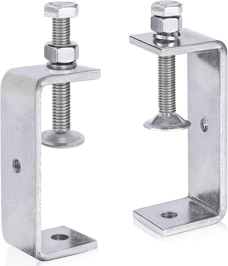 100MM C Clamps Stainless Steel Tiger Clamp Large 304 Stainless Steel C-Clamps Metal Tiger Clamp G Clamps with Stable Wide Jaw Opening for Assembly, Fastening, Gluing and Welding, 2 PCS (100mm-silver)