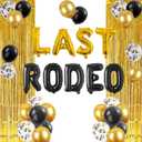 Last Rodeo Bachelore Party Decorations, Cowgirl Last Rodeo Balloons Banner, Gold Fringe Curtains Ring Balloons for Bride to Be/Final Rodeo/Bridal Shower Party Decorations Supplies
