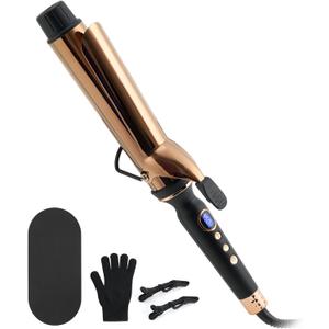 Titanium 2 Inch Curling IronExtra-Long Barrel for Long Hair, Curling Iron 2 Inch with Dual PTC Heater, 12 Heat Settings Big Barrel Curling Irons, 60 Mins Auto-Off & Dual Voltage