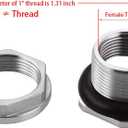Bulkhead Water Tank Fitting,1" NPT Female Thread,304 Stainless Steel Thru-bulk Fitting(2 Pcs)