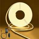 MMEEVT Neon Light Strips, Warm White Dimmable LED Strip Lights, 16.4ft/5m Flexible Waterproof LED Neon Rope Lights DIY LED Strip Lights for Gaming Bedroom Outdoor Decor (Power Adapter Included)