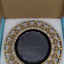 MAONAME Antique Charger Plates, 13" Round Chargers for Dinner Plate, Black Plate Chargers Set of 6, Plastic Charger Plates for Table Setting, Wedding Decoration (Black- hollow semi circle)