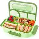 Bento Box for Adults,4 Compartments Lunch Box, Snack Containers Reusable Lunch Containers Drop-Proof, Dishwasher Safe & Made with BPA-Free Materials, Green