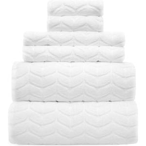 Alusa Home Ultra Soft & Stylish 700 GSM Luxury Bath Towels - 100% Zero-Twist, Long-Staple Cotton - Remarkably Absorbent & Quick Drying - 6 Piece Towel Set (White)