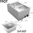 Valgus Commercial Bain Marie, 19 Qt Stainless Steel Food Warmer for Buffet, 2x Round Pots with Tap