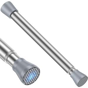 Tension Rod 16 to 26 Inch Sliver Tension Curtain Rod for Window Cupboard Closet Bookshelf Diy Projects Wardrobe，Tension Rod 1pack Extendable Curtain Rods No Drill Spring Tension Curtain Rod