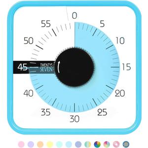TWENTY5 SEVEN Countdown Timer 7.5 inch; 60 Minute 1 Hour Visual Timer  Classroom Teaching Tool Office Meeting, Mechanical Countdown Clock for Kids Exam Time Management Magnetic, Sky Blue