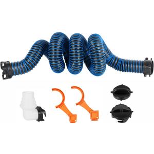 10FT RV Sewer Hose, 24 Mil Heavy Duty TPE Material for Abrasion Resistance and Crush Protection, Camper Sewer Hose Kit with Pre-Attached Bayonet Fittings, 4-in-1 Adapter Elbow and Wrench (Blue) 10FT RV Sewer Hose, 24 Mil Heavy Duty TPE Material for Abrasion Resistance and Crush Protection, Camper Sewer Hose Kit with Pre-Attached Bayonet Fittings, 4-in-1 Adapter Elbow and Wrench (Blue)