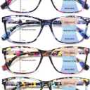 CLASAGA Progressive Multifocus Reading Glasses for Women, Pattern Print Blue Light Block Stylish Ladies Computer Readers (Pack of 4, pattern design, 2.25 x)