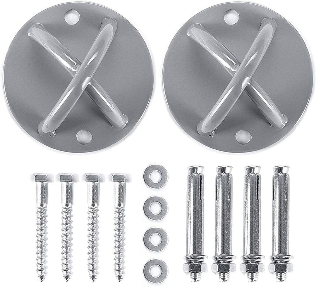 2 Pack Wall Mount Bracket for Suspension Straps, Ceiling Anchor Mount for Rings, Body Weight Strength Training Systems, Yoga Swings, Boxing Equipment