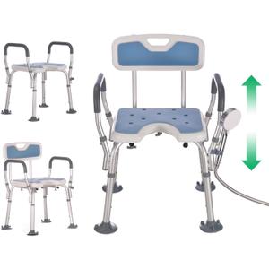Heavy Duty Shower Chair for Elderly and Disabled, 500 LB Capacity | Adjustable height, Silicone Foot Scrubber, Inside Shower,Non Slip Shower Seat,