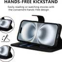 2 x Wallet Case for iPhone 16 with Card Holder, RFID Blocking, MagSafe, Kickstand, PU Leather Flip Folio Phone Case Cover Shockproof TPU Inner Shell Compatible with iPhone 16 (6.1")-Black