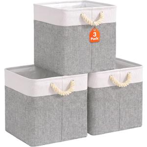 Livole 13x13 Cube Storage Bins Fabric Storage Bins with Rope Handles