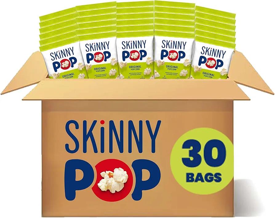 SkinnyPop Popcorn, Original, Whole Grain, Dairy-Free Snack, 0.65oz Bags (30 ct)