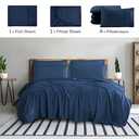 Mueller Ultratemp King Size Sheets Set, Super Soft 1800, 6 Piece, Deep Pocket up to 16" Cooling Sheets King Size, Transfers Heat, Breathes Better, Hypoallergenic, Wrinkle, Navy (King, Navy)