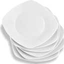 Porcelain Dinner Plates Set of 6, 7 Inch Square Dinner Plates, White Porcelain Dessert Plate, Square Serving Plate for Salad, Pasta, Steak, Snacks