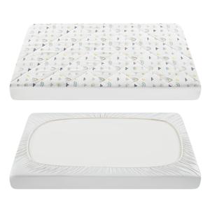 TILLYOU Pack and Play Sheet - Soft Quilted Crib Cover Pad, Toddlers Mattress Protector with 1''-3'' Deep Pocket, Thick Play Yard Playpen Sheets, Crib Mattress Pad 39"x27", Raindrop