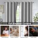 Urban Lotus Grey Linen Textured Full Blackout Curtain Panels 84 Inches Long Solid Color Room Darkening Thermal Inulated Drapes for Living Room/Bedroom Grommet Top Window Treatment, 52" W, 2 Panels