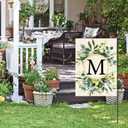 2 x AVOIN colorlife Initial Monogram Letter M Floral Garden Flag 12x18 Inch | Double Sided, Weather & Fade Resistant, Yard Outdoor Decoration, Family Last Name