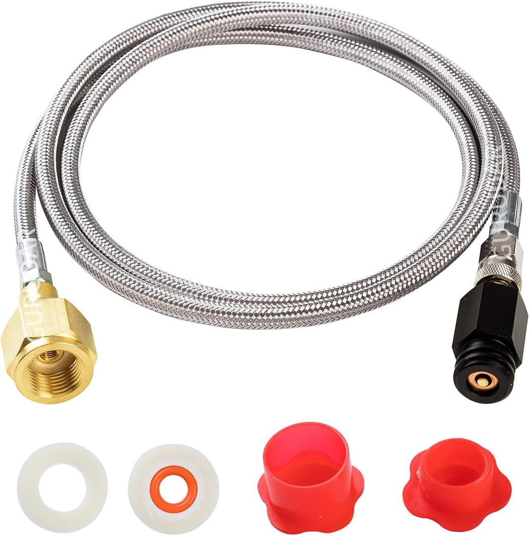 CO2 Tank CO2 Cylinder Direct Adapter with 60in Stainless Steel Hose, CGA320 to TR21-4 Carbonated Water Soda Maker Connector for Fizzi One Touch Jet Ninja Thirsti