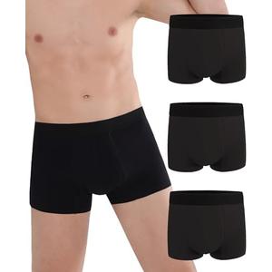 IRISMORII Incontinence Protective Underwear for Men Washable Bladder Leak Proof Boxer Brief 60 ml Absorbency Trunk 3 Pack (3 Black, Size  3XL)