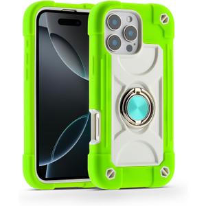 MARKILL Compatible with iPhone 16 Pro Max Case 6.9 Inch with Ring Stand, Heavy-Duty Military Grade Shockproof Phone Kids Cover for iPhone 16 Pro Max (Guava)