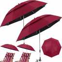 Nuanchu 2 Pcs 49" Double Canopy Beach Umbrellas with Clamp Upf50+ Beach Chair Umbrella with Clip 360 Adjustable Portable Outdoor Wheelchair Patio Golf Carts Camping Stroller Fishing