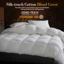 Down Fibers Comforter Queen Size,Luxurious All Seasons Hotel Collection Duvet Insert,54 Oz High Bulkiness Medium Warmth,Fluffy & Breathable for Bedroom, Guestroom, Hotel (White,90x90)