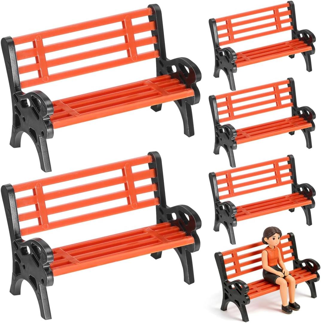 6pcs Miniature Park Bench for Dollhouses and Landscapes Realistic Garden Decor for Sandbox Models Fun Miniature Furniture Creative Projects (4.25X3.00X2.50CM)