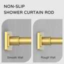 UIOSANRT Gold Shower Curtain Rod 35-66 Inches Non-Slip Shower Rod Tension Mounted No Drill , Adjustable Tension Curtain Rod for Windows Bathroom