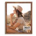 HLiWEGNS Light Walnut 14x17 - Single Frame - Rustic Woodgrain 14 x 17 Poster Frame with Plexiglass for Wall Gallery Display, 14x17 Picture Frame for Puzzle, Artwork, Photo and Posters