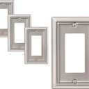 DEWENWILS Decorator Outlet Covers, Satin Nickel Outlet Wall Plates, 4.92" x 3.14" Decorative Switch Plate Cover, Metal Electrical Outlet Cover Plate, 3 Pack
