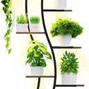 Plant Stand with Grow Light Indoor, 60.24" Tall 7-Tiered Plant Rack to Display, S shape Curved Corner Flower Stand Display Rack Holder for Living Room, Patio, Balcony Dcor