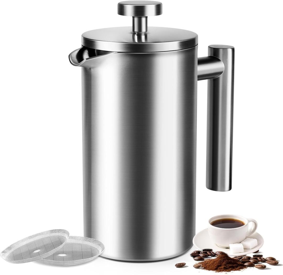 French Press 24 oz, Premium Stainless Steel French Press Coffee Maker 2 cup