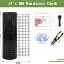 Tongmo 48" x 100' Black Hardware Cloth, 1inch Mesh Chicken Wire Fence, 19 Gauge Vinyl Coated Wire and Welded Wire Roll,Garden Fence, Poultry Netting for Rabbit/Duck/Chicken Coop