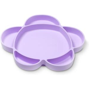 grabease Silicone Suction Plate for Baby & Toddler Self-Feeding, 6-Section Dish with Stay-Put Grip - Phthalates-Free, Dishwasher and Microwave Safe, Lavender