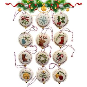 kjsdsss Hand Embroidery Christmas Ornaments Kit, Christmas Embroidery Kit, Embroidery Kit ChristmasOrnaments, ChristmasEmbroidery Kits for Adults Beginners (12 Pcs Colorful Set)