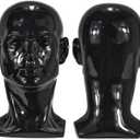 PVC Matte Black Male Mannequin Head Stand for Wig, Headset, Headphone, Game Console, Hats, and Jewelry Display (LH)