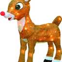 PRODUCTWORKS 18-Inch Pre-Lit LED 3D Rudolph with Bright Red Flashing Nose Christmas Yard Decoration, 35 Lights, Brown, (46438)