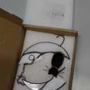 Black Cat Decor On White Moon Stained Glass Window Hanging Suncatcher for Windows Panels Sun Catcher Halloween Ornament Decoration Memorial Gift for Lover Cat Loss