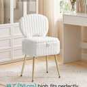 SONGMICS Vanity Chair, Makeup Stool with Folding Backrest, 13"D x 17.1"W x 32"H
