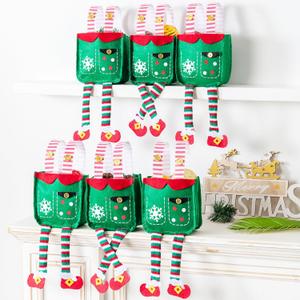 MOSHAKALA Christmas mini Gift Bags, Elf shirt Christmas Treat Bags, Set of 6 Gift Bags for Children Holiday Parties Teachers Decorations (ELF)